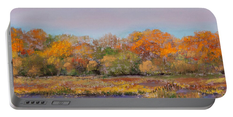 Autumn In The Adirondack Mountains Portable Battery Charger featuring the painting Autumn in the Adirondack Mountains by David Patterson