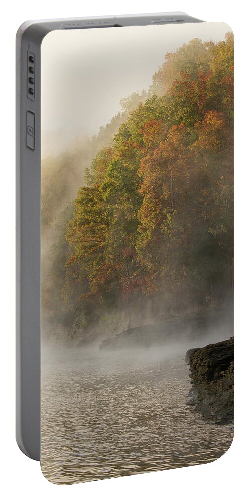 Lake Portable Battery Charger featuring the photograph Autumn Mist on Dale Hollow Lake by Paul Rebmann