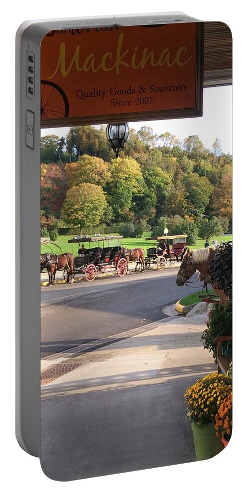 Mackinac Island Portable Battery Charger featuring the photograph Autumn Morning on Mackinac Island by Jackson Pearson