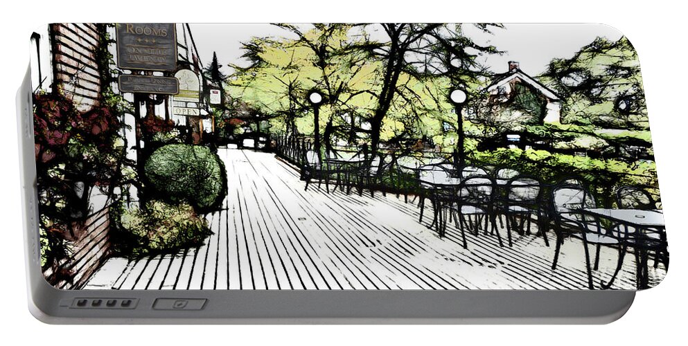 Autumn Portable Battery Charger featuring the digital art Autumn Patio by Leslie Montgomery
