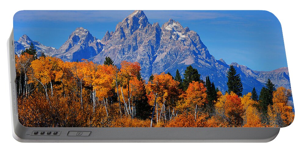 Grand Teton National Park Portable Battery Charger featuring the photograph Autumn Peak Beneath the Peaks by Greg Norrell
