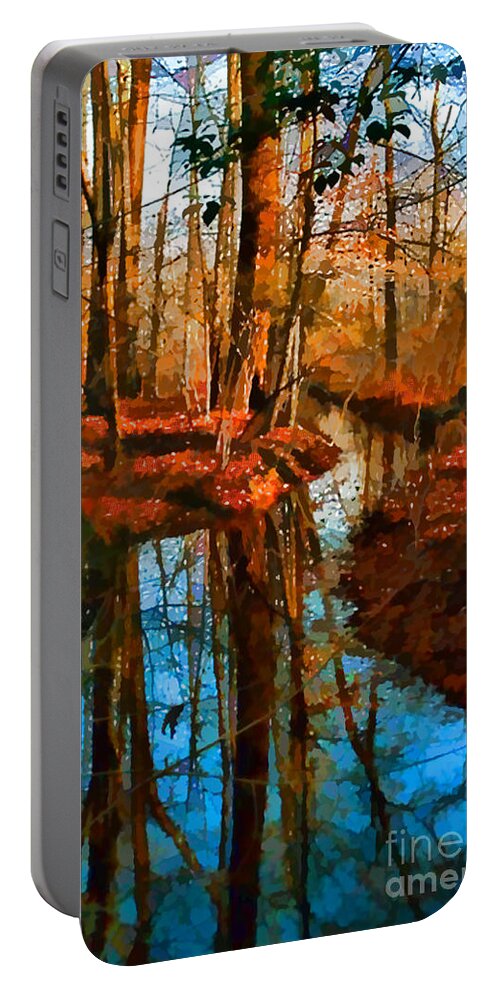 Autumn Portable Battery Charger featuring the digital art Autumn Reflection by Xine Segalas