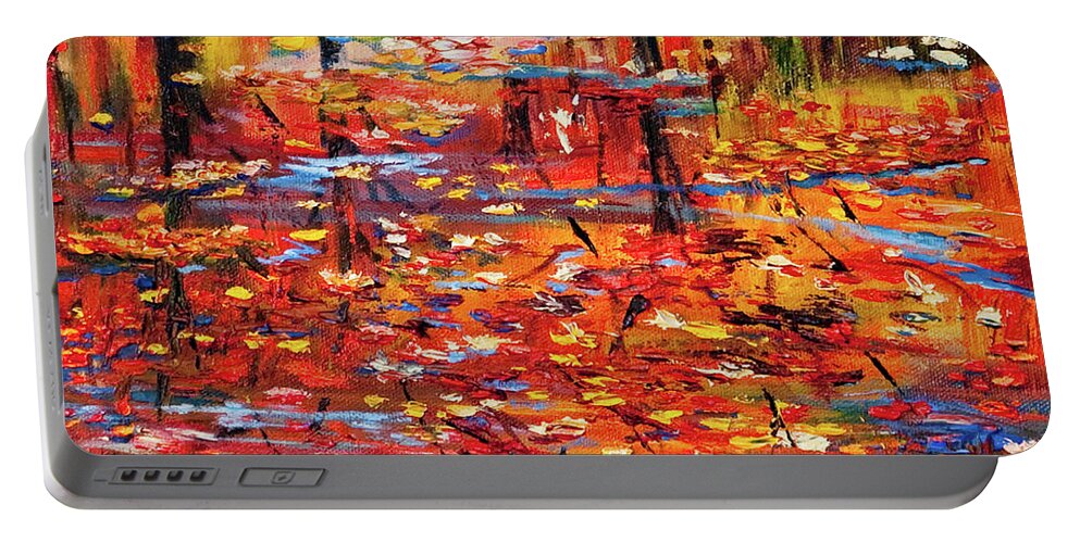 Impressionist Portable Battery Charger featuring the painting Autumn Reflections by Terry R MacDonald