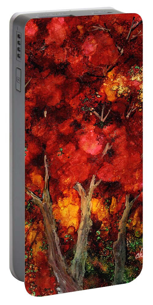 Autumn Trees Portable Battery Charger featuring the painting Autumn Trees by Charlene Fuhrman-Schulz