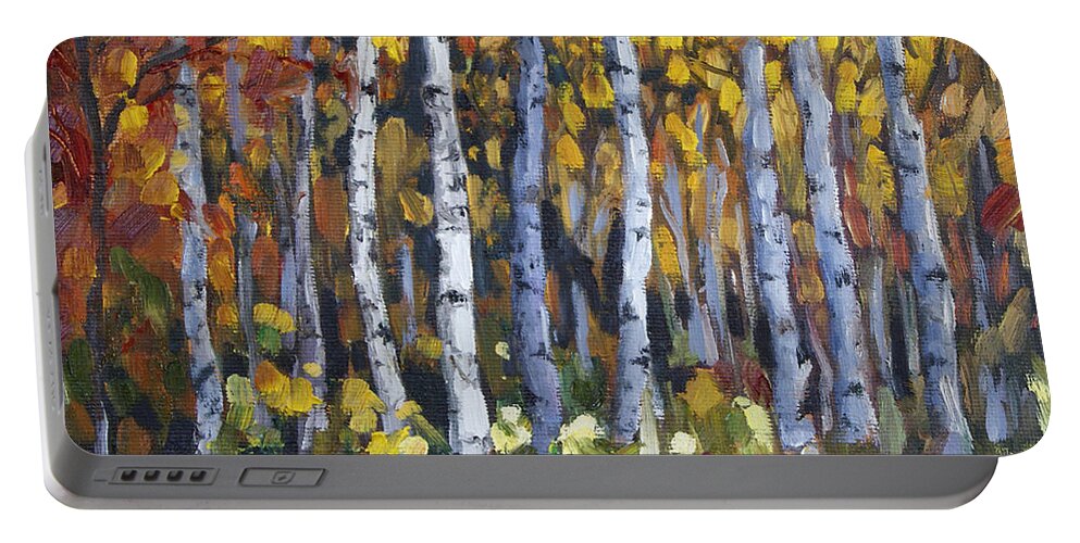 Trees Portable Battery Charger featuring the painting Autumn Trees by Jennifer Beaudet