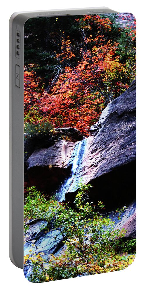Autumn Portable Battery Charger featuring the photograph Autumn Waterfall in The Narrows by Alan Socolik