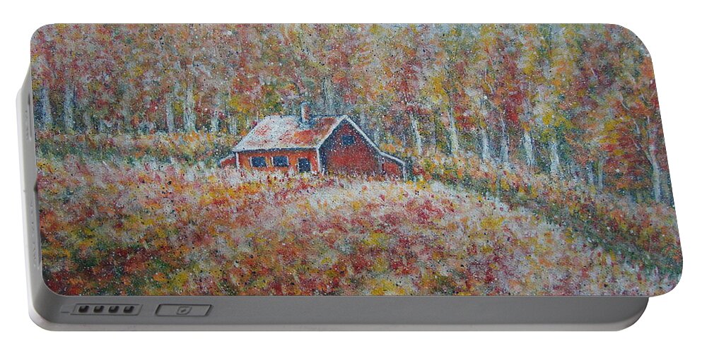 Landscape Portable Battery Charger featuring the painting Autumn Whisper. by Natalie Holland