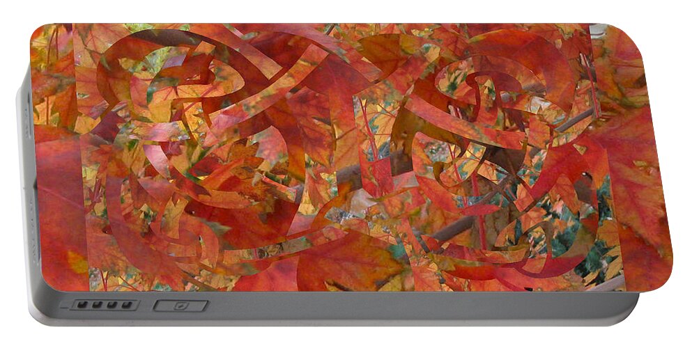 Orange Portable Battery Charger featuring the digital art Autumnal Celtic Celebration 3 by Laura Davis