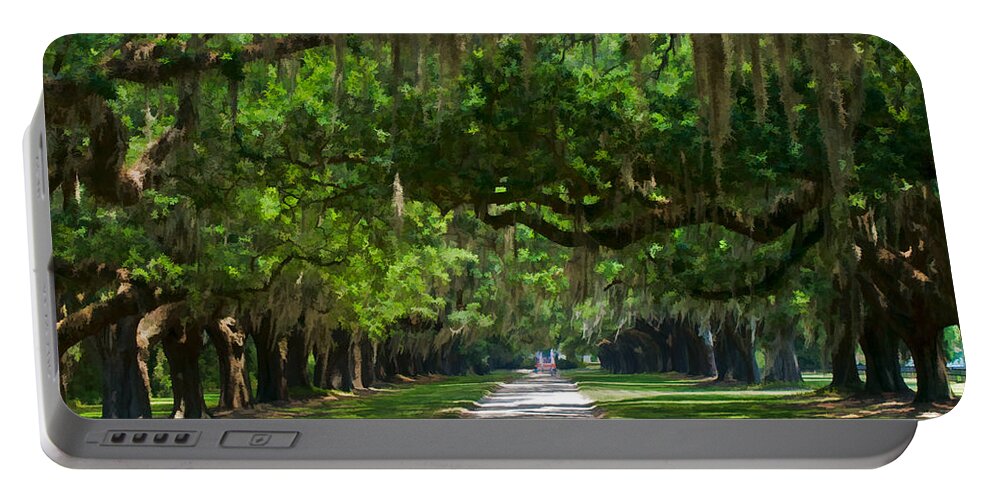 Boone Hall Plantation Portable Battery Charger featuring the photograph Avenue of the Oaks at Boonville Plantation by Ginger Wakem