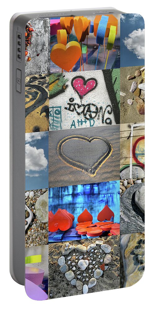 Heart Portable Battery Charger featuring the photograph Awesome Hearts - Collage by Daliana Pacuraru