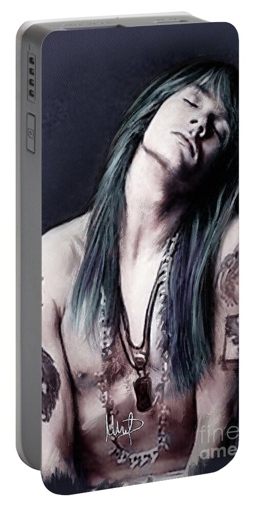 Axl Rose Portable Battery Charger featuring the mixed media Axl Rose 1 by Melanie D