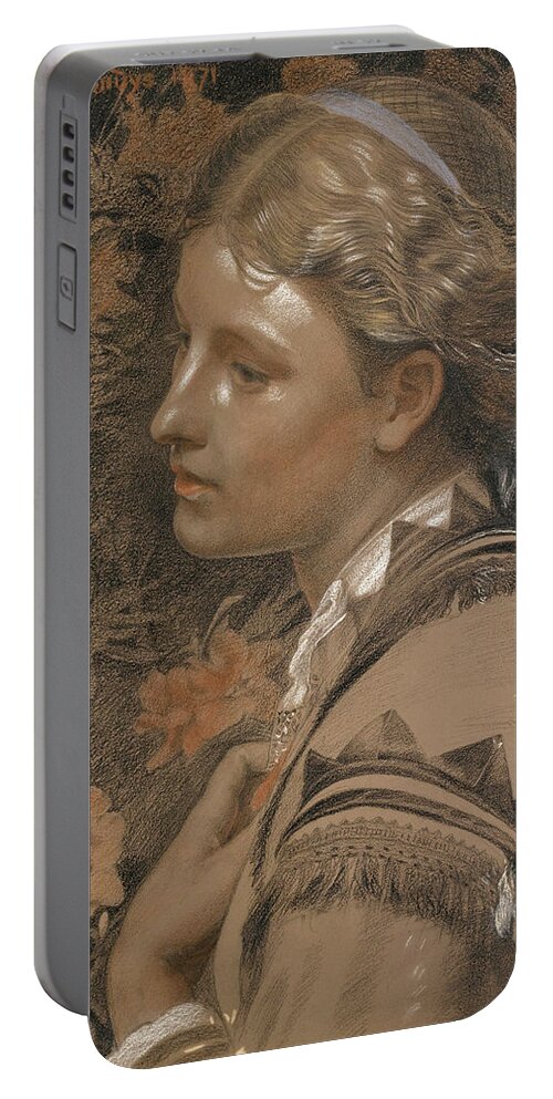 Frederick Sandys Portable Battery Charger featuring the drawing Azalea by Frederick Sandys