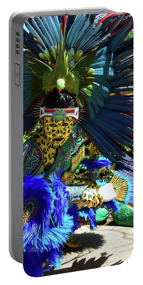 San Diego Portable Battery Charger featuring the photograph Aztec Costumed Dancer by Robert VanDerWal