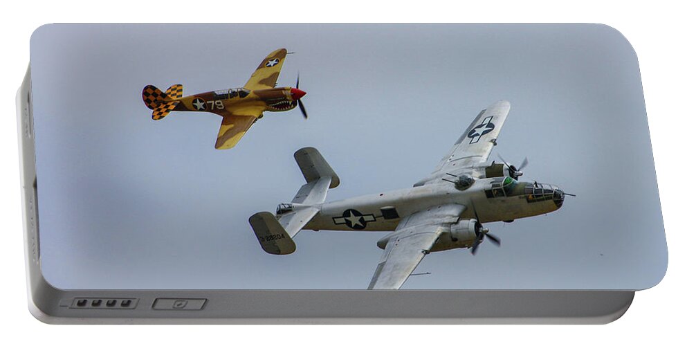 North American B-25 Mitchell Portable Battery Charger featuring the photograph B-25 and Escort by Tommy Anderson