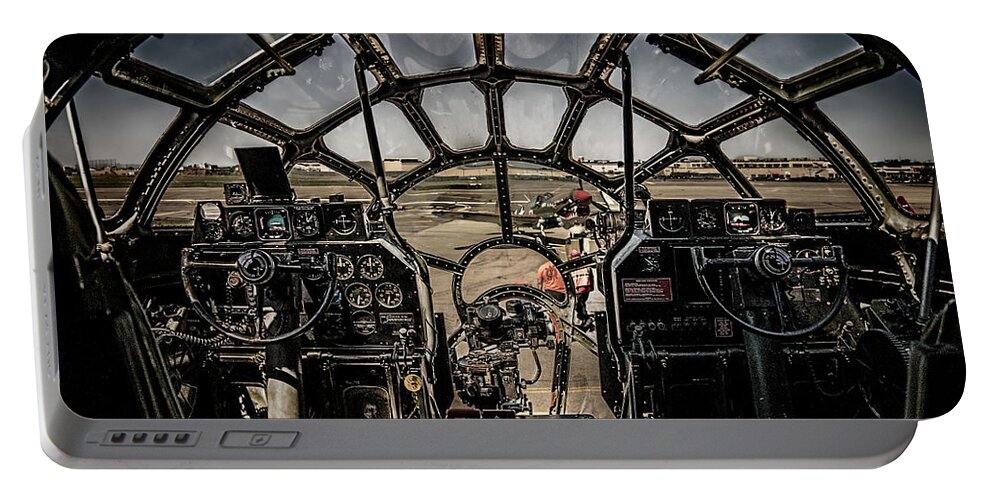B-29 Portable Battery Charger featuring the photograph B29 Superfortress Fifi Cockpit View by Chris Lord