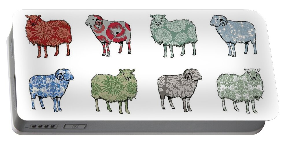 Sheep Portable Battery Charger featuring the digital art Baa Humbug by Sarah Hough