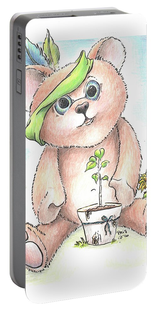 Baby Portable Battery Charger featuring the drawing Baby Bear by Pris Hardy