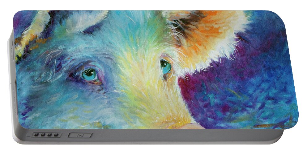 Pig Portable Battery Charger featuring the painting Baby Blues Piggy by Marcia Baldwin