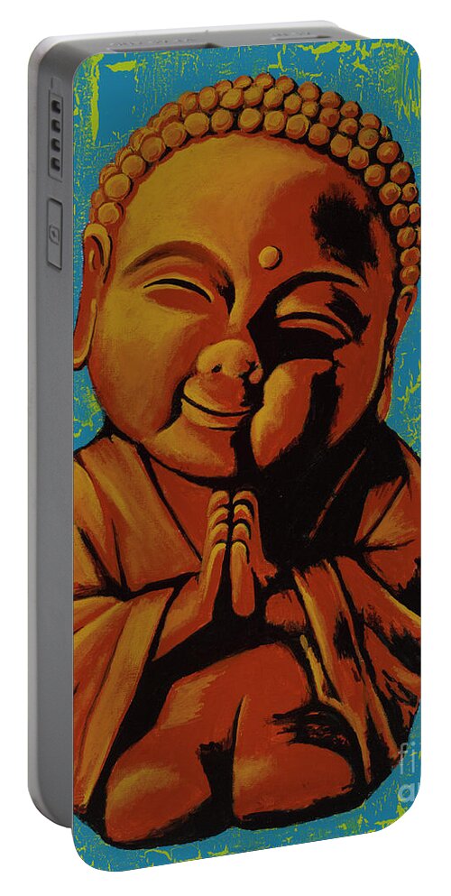 Little Buddha Paintings Portable Battery Charger featuring the painting Baby Buddha by Ashley Lane