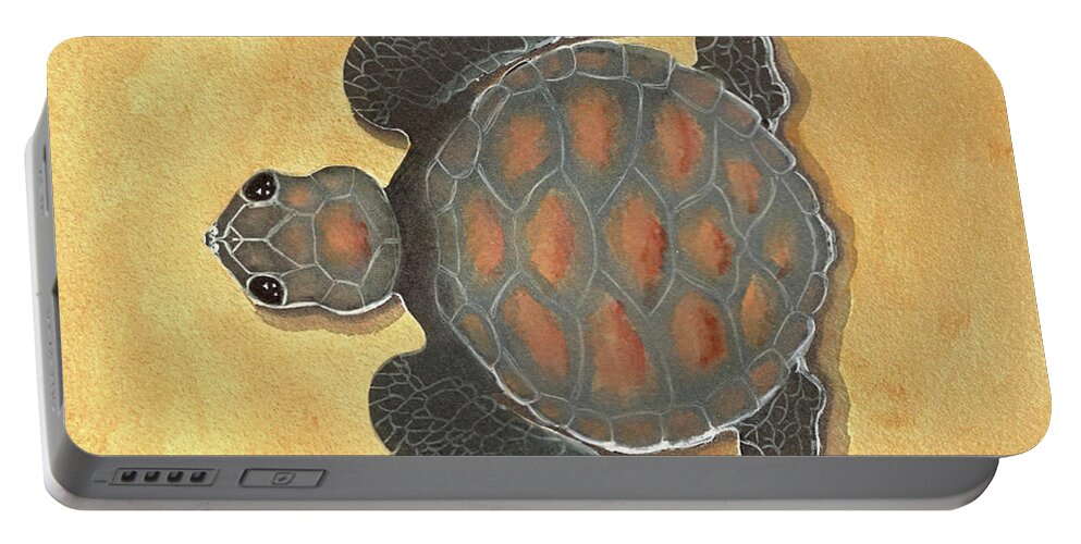 Baby Portable Battery Charger featuring the painting Baby SeaTurtle by DiDesigns Graphics