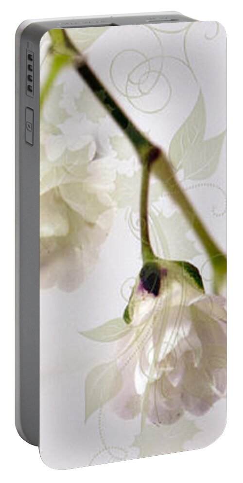 Sympathy Card Portable Battery Charger featuring the photograph Baby's Breath Macro - With Sympathy Card by Sandra Foster