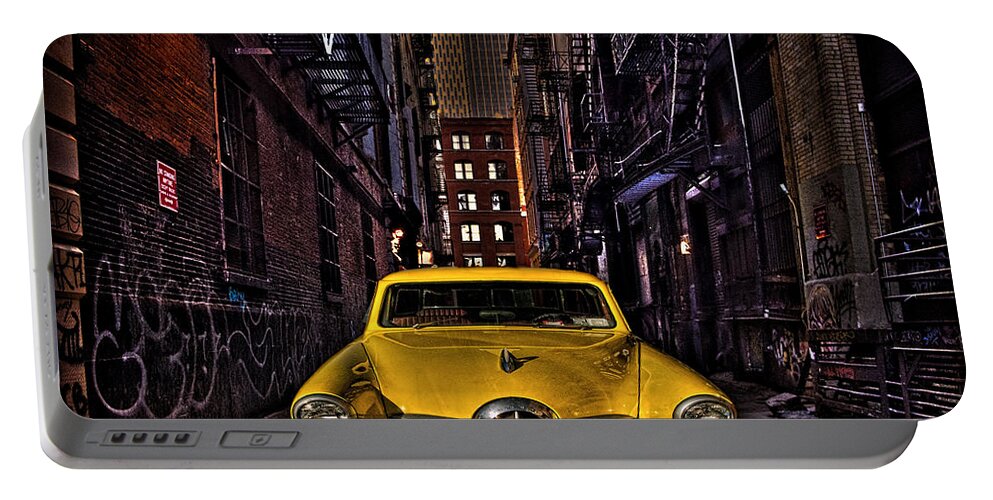 Alley Portable Battery Charger featuring the photograph Back Alley Taxi Cab by Chris Lord