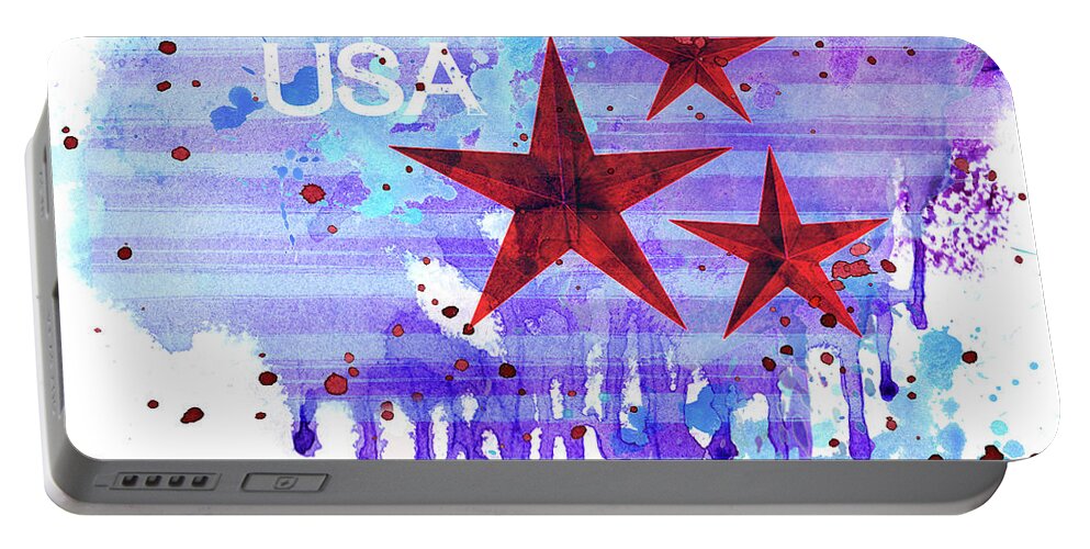 Abstract Art Portable Battery Charger featuring the painting Back in the USA by Colleen Taylor