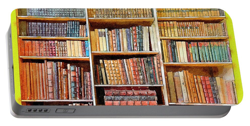 Books Portable Battery Charger featuring the digital art Background From Old Books by Ariadna De Raadt