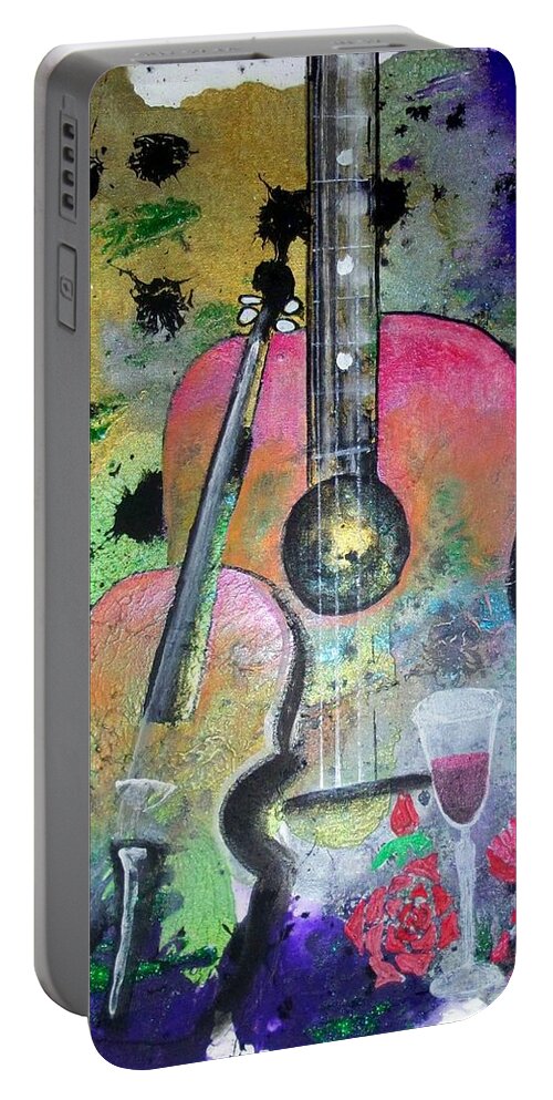 Music Portable Battery Charger featuring the painting Badmusic by Robert Francis