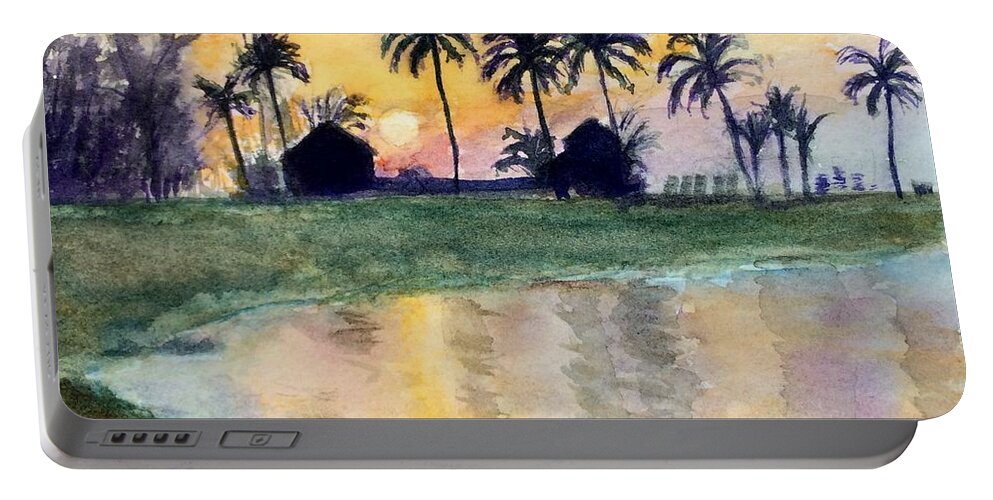Palm Trees Portable Battery Charger featuring the painting Bahama Palm Trees by Chrissey Dittus