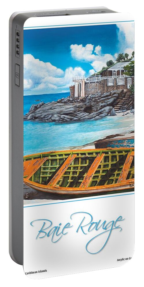Baie Rouge Portable Battery Charger featuring the painting Baie Rouge Poster by Cindy D Chinn