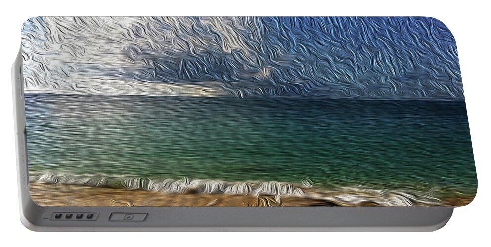 Shoreline Portable Battery Charger featuring the digital art Baie Rouge Shoreline by Francelle Theriot
