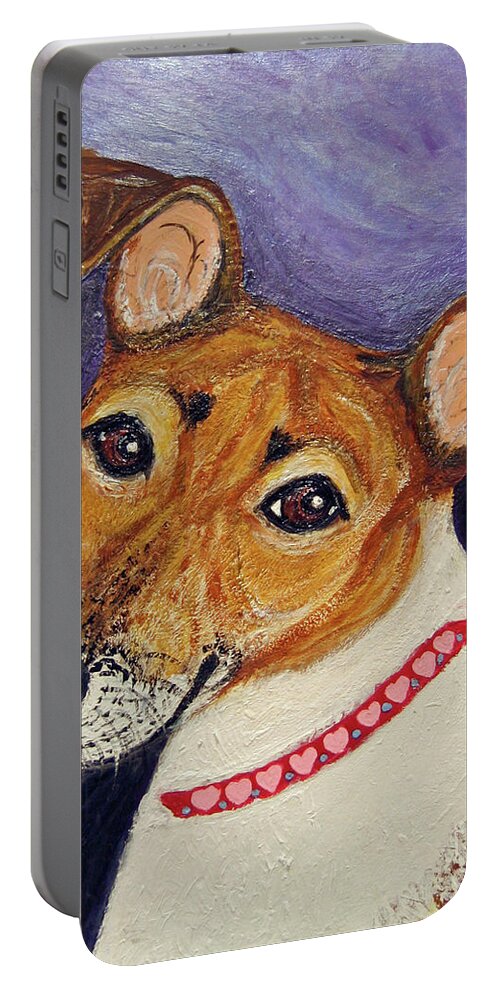 Dog Portrait Portable Battery Charger featuring the painting Bailey Terrier Mix by Ania M Milo