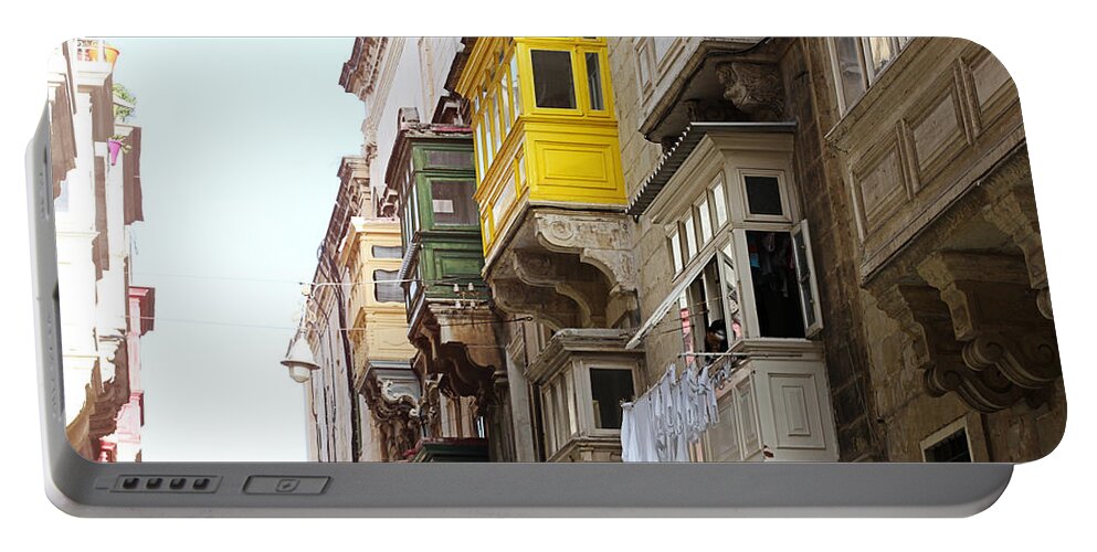 Balconies Portable Battery Charger featuring the photograph Balconies of Valletta 1 by Jasna Buncic