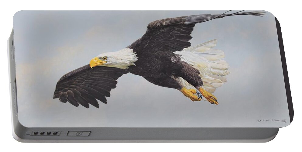 Wildlife Paintings Portable Battery Charger featuring the painting Bald Eagle by Alan M Hunt
