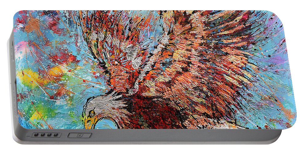 Bald Eagle Portable Battery Charger featuring the painting Bald Eagle Hunting by Jyotika Shroff