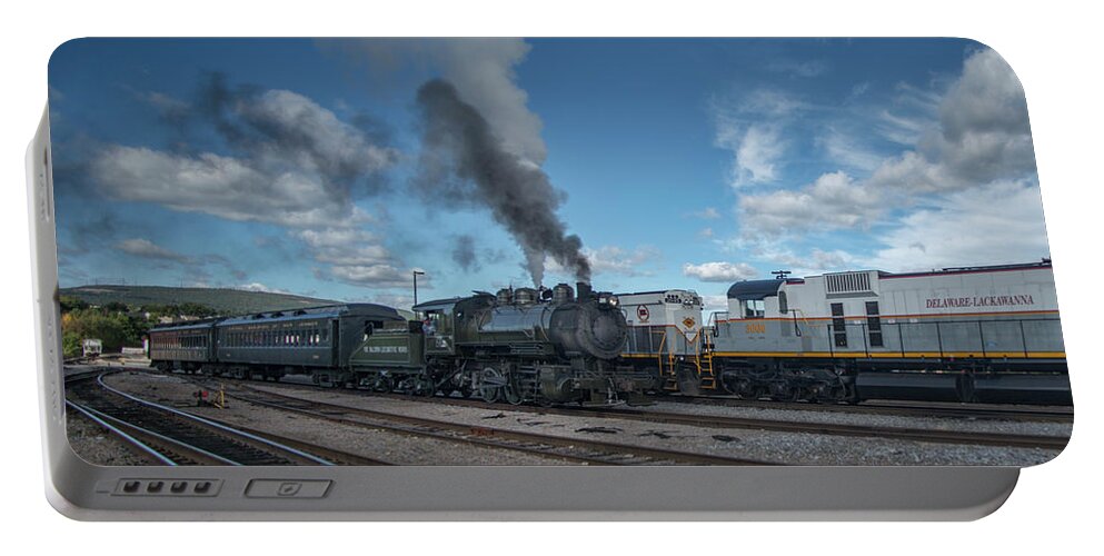 Railroad Tracks Portable Battery Charger featuring the photograph Baldwin Locomotive Works 26 at Steamtown PA 1 by Jim Pearson