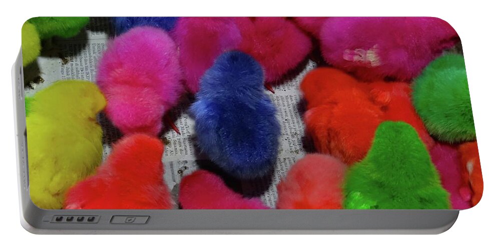 Exploramum Portable Battery Charger featuring the photograph Bali coloured chicks close-up by Exploramum Exploramum