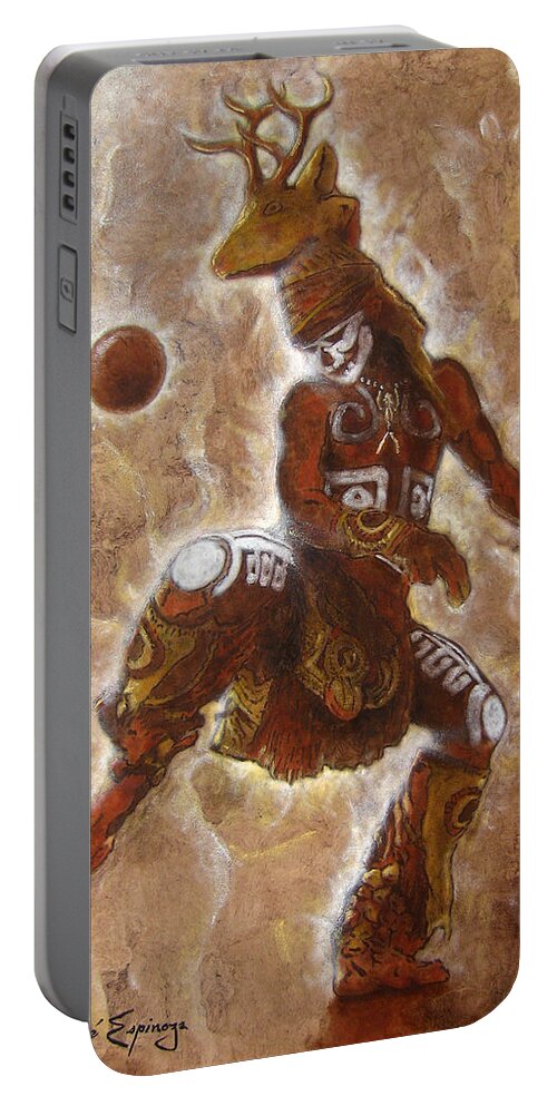 Ball Game Portable Battery Charger featuring the painting B A L L . G A M E by J U A N - O A X A C A
