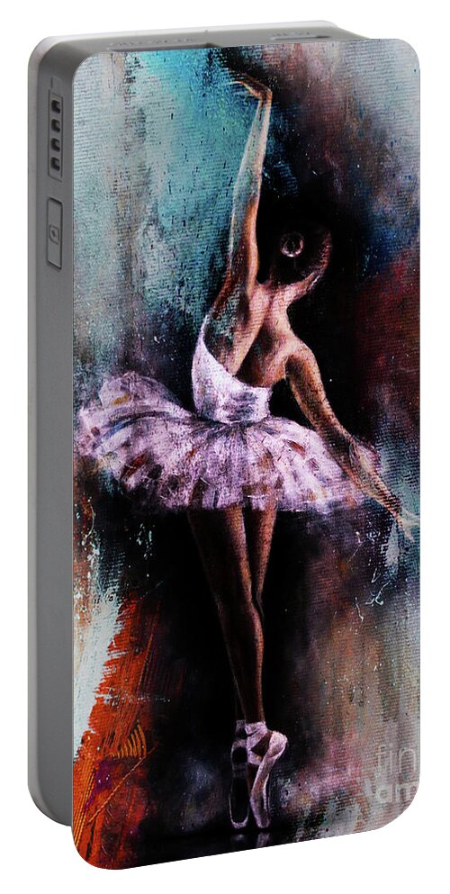 Ballerina Portable Battery Charger featuring the painting Ballerina Dance art 10087 by Gull G