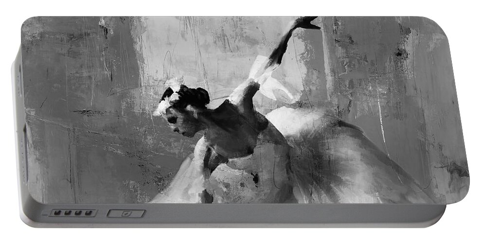 Ballerina Portable Battery Charger featuring the painting Ballerina Dance on the floor by Gull G