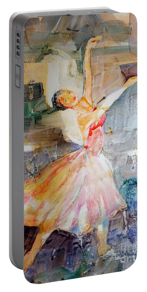 Ballerina Portable Battery Charger featuring the painting Ballerina in Motion by Mary Haley-Rocks