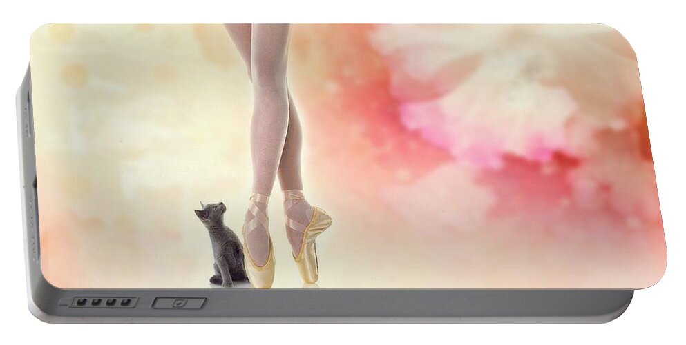 Ballerina Portable Battery Charger featuring the digital art Ballerina by Super Lovely