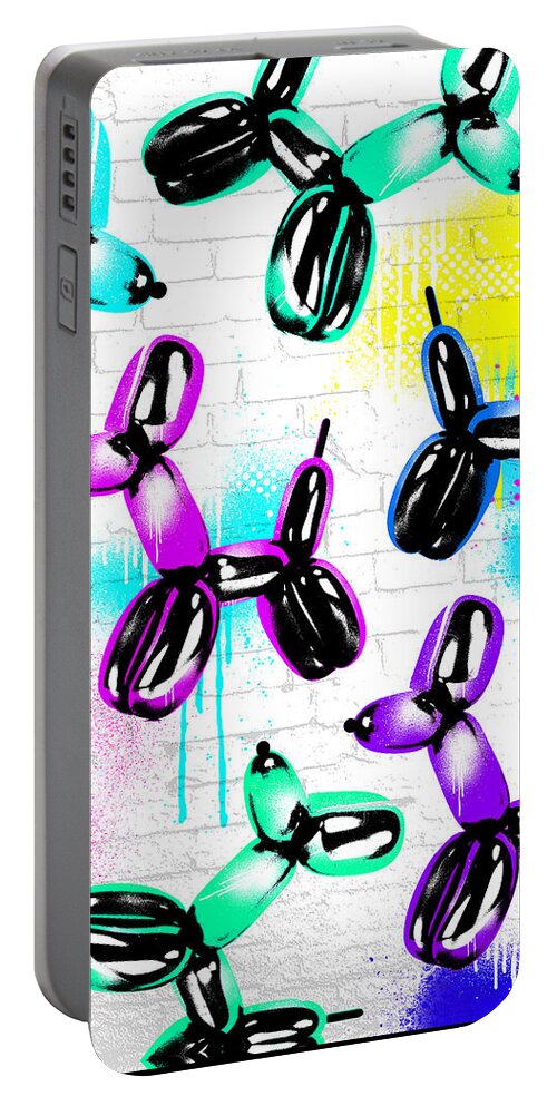 Balloons Portable Battery Charger featuring the digital art Balloon Pups by Canvas Cultures