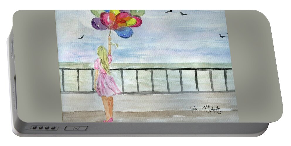 Watercolor Portable Battery Charger featuring the painting Baloons by PJ Lewis