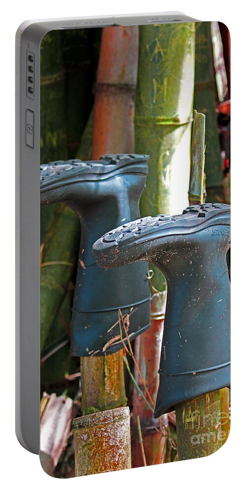  Blac Boots Portable Battery Charger featuring the photograph Bamboo Boots by Jennifer Robin