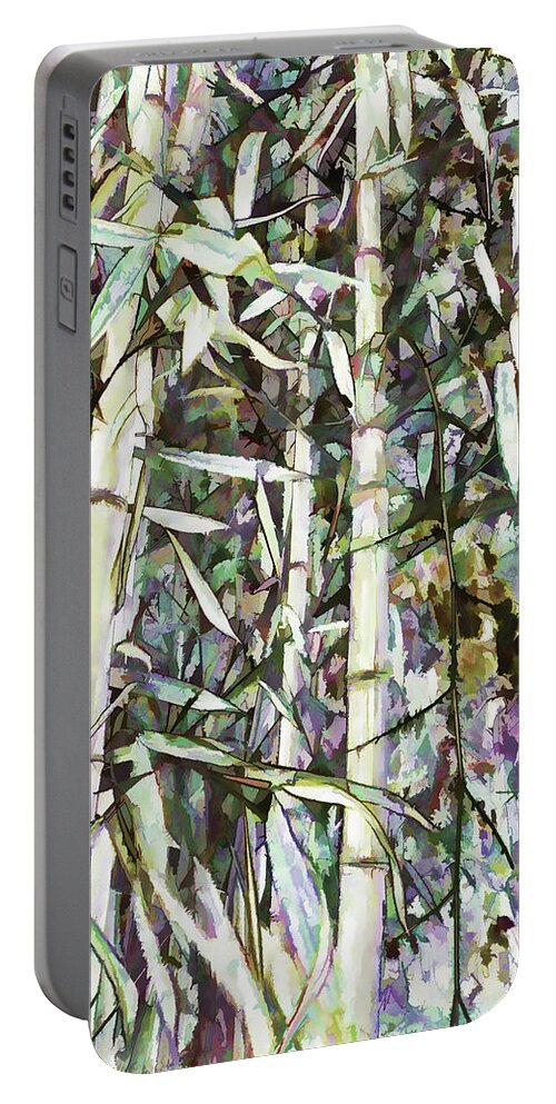 Art Of Bamboo Portable Battery Charger featuring the painting Bamboo sprouts forest by Jeelan Clark