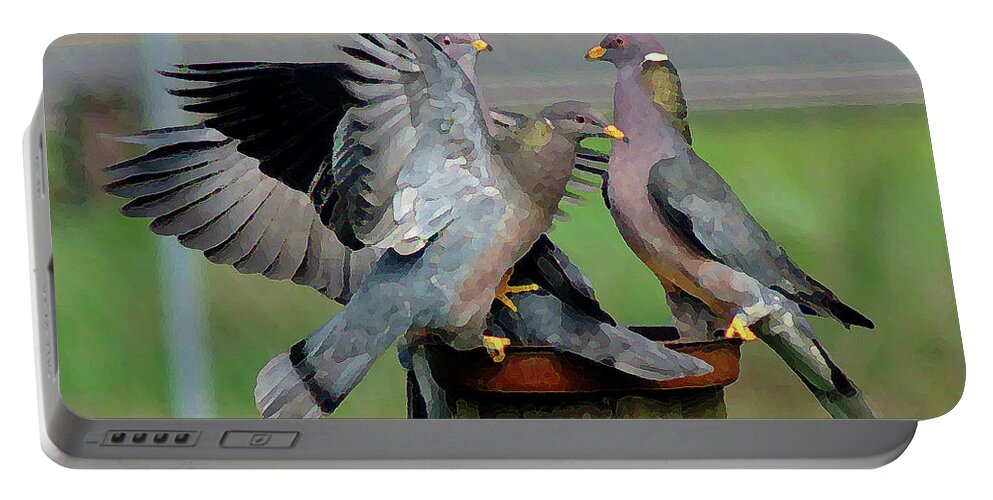 Birds Portable Battery Charger featuring the photograph Band-Tailed Pigeons #1 by Ben Upham III