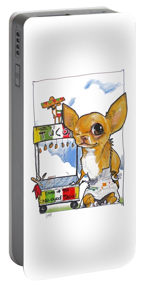 Taco Stand Portable Battery Charger featuring the drawing Bandito's Tacos by John LaFree