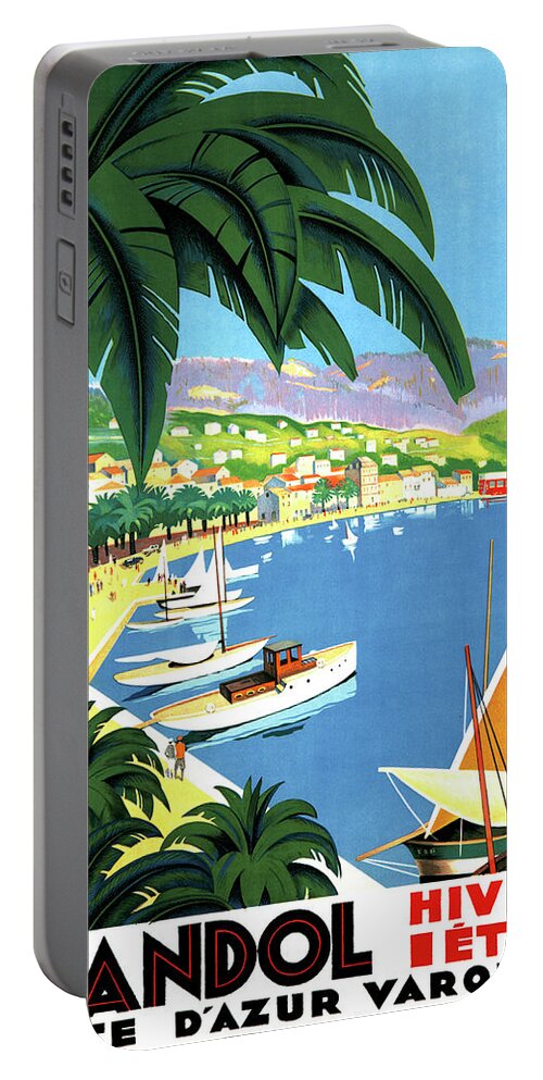 Bandol Portable Battery Charger featuring the painting Bandol, French riviera, boats on port by Long Shot